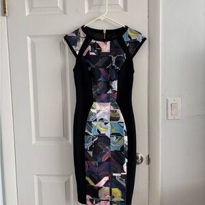 Ted Baker Navy and Multicolor Midi Dress